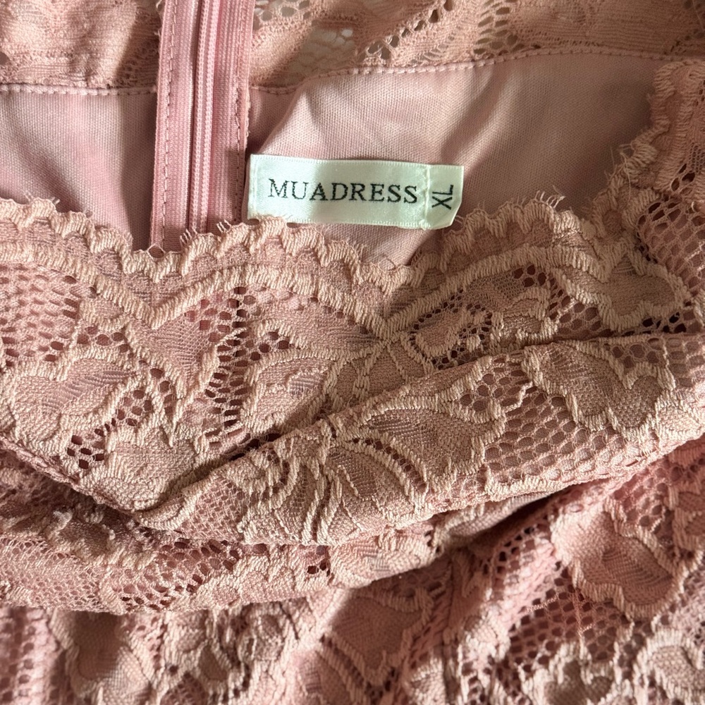 Pink Lace Midi Dress